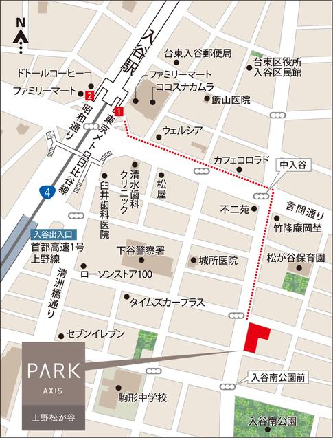 パークアクシス上野松が谷（1101） 地形図・案内図