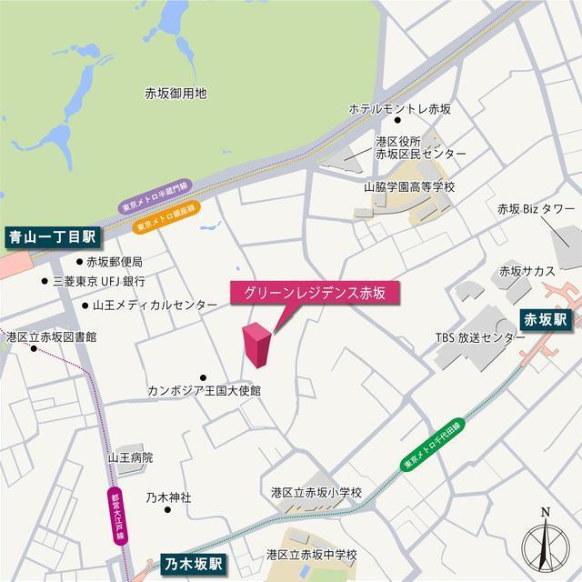 グリーンレジデンス赤坂（404） 地形図・案内図