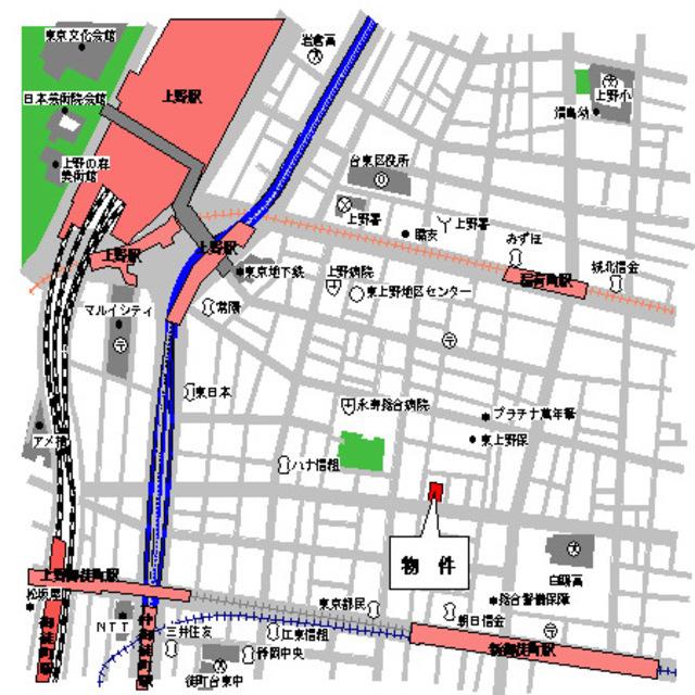 パークキューブ上野（504） 地形図・案内図