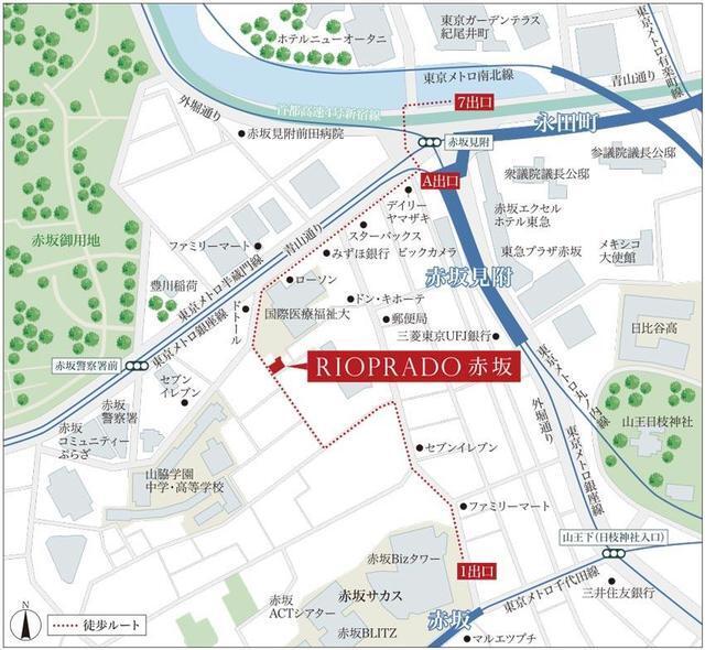 ＲＩＯＰＲＡＤＯ赤坂（303） 地形図・案内図