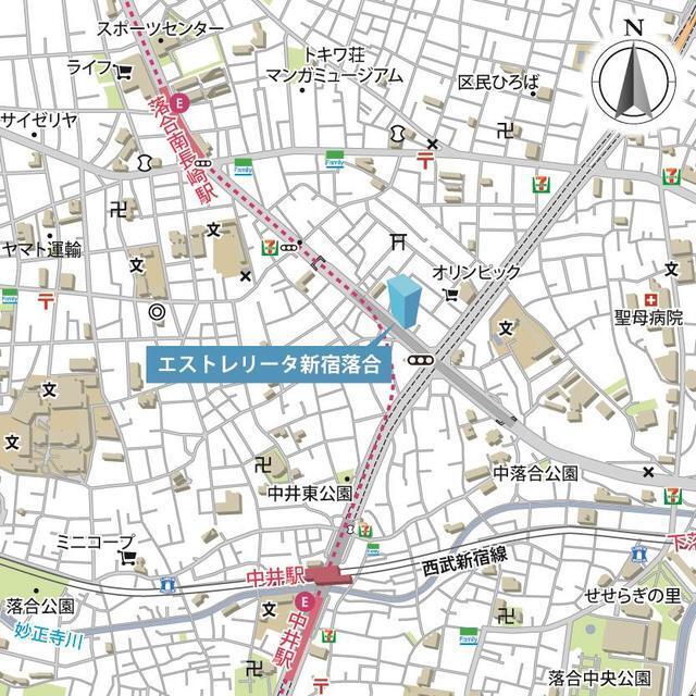 エストレリータ新宿落合（102） 地形図・案内図