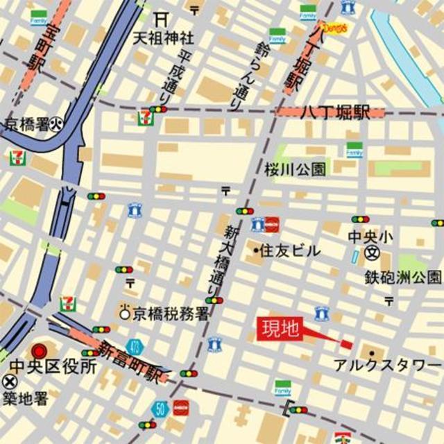 パークキューブ銀座イースト（1105） 地形図・案内図