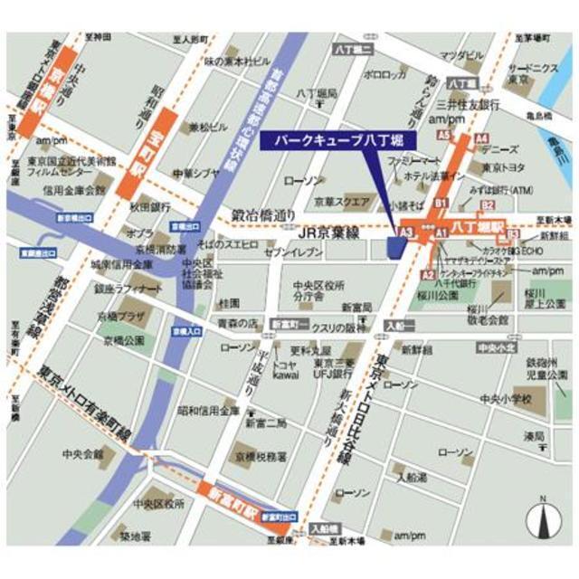 パークキューブ八丁堀（1201） 地形図・案内図