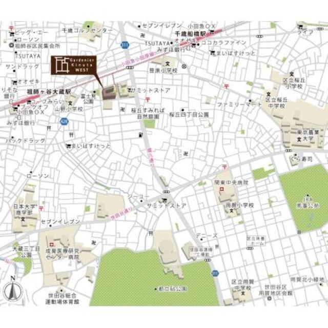 ガーデニエール砧　ＷＥＳＴ（250） 地形図・案内図