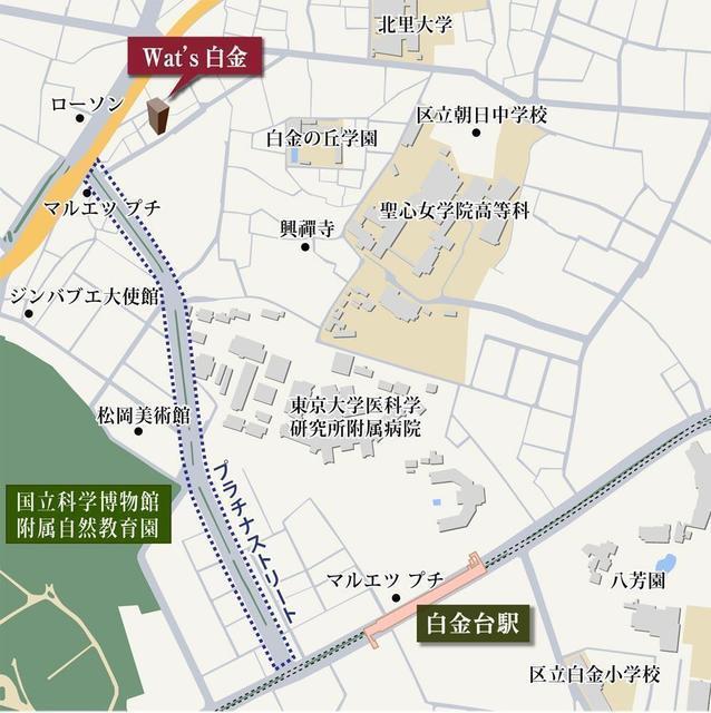 Ｗａｔ’ｓ白金（407） 地形図・案内図