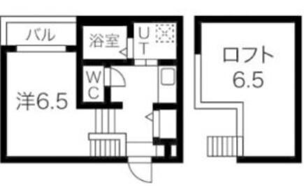 6.5帖のリビングとロフトの付いたお部屋