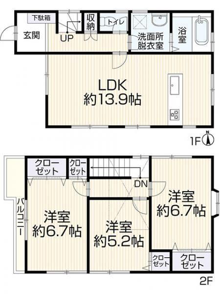 高槻市津之江町三丁目　中古戸建 間取り図画像