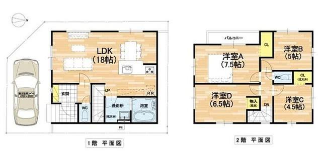高槻市野田四丁目　新築戸建 間取り図画像