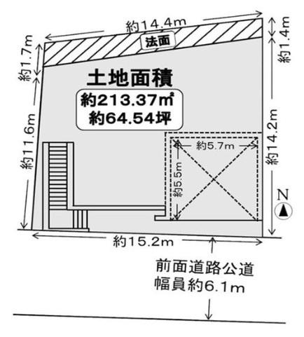 高槻市日吉台六番町　建築条件無し売土地　１号地 区画図