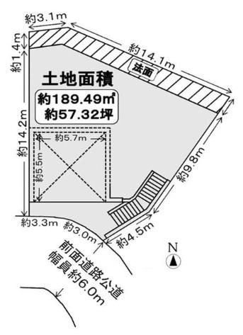 高槻市日吉台六番町　建築条件無し売土地　２号地 区画図