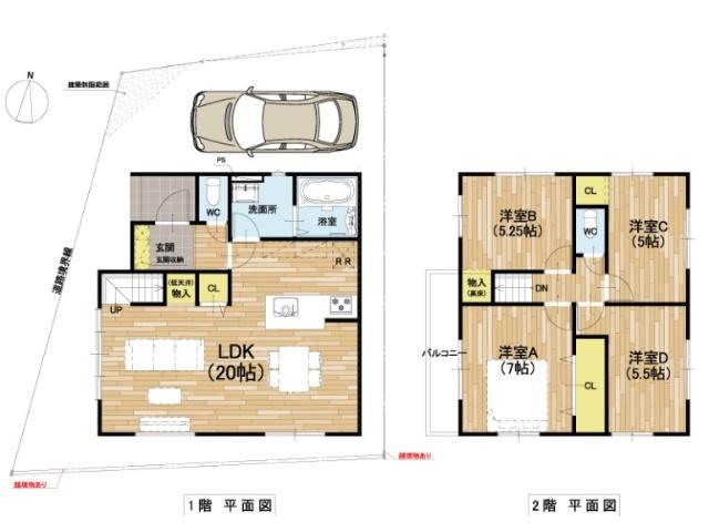 高槻市下田部町二丁目　新築戸建　１期１号地 間取り図画像