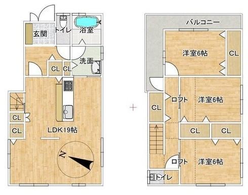 高槻市北大樋町　中古戸建 間取り図画像