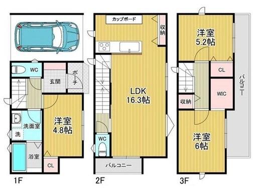 高槻市寿町二丁目　新築戸建 間取り図画像
