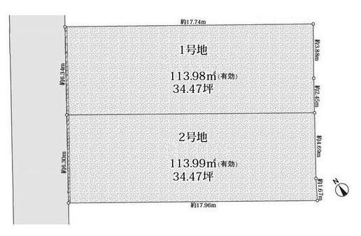 高槻市安岡寺町三丁目　建築条件無し売土地　１号地 区画図