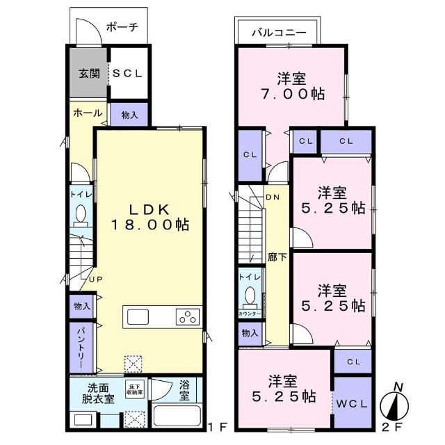 高槻市日吉台六番町　新築戸建　１号棟 間取り図画像