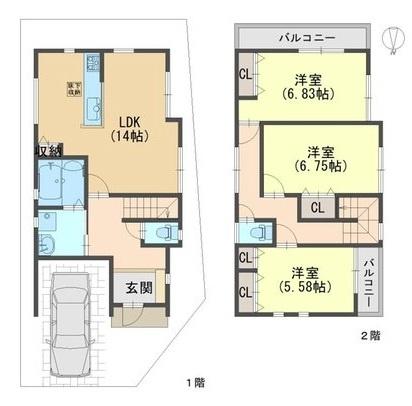 高槻市大和一丁目　新築戸建　１号地 間取り図画像