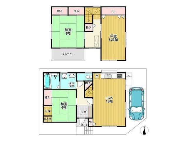 高槻市萩之庄三丁目　中古戸建 間取り図画像