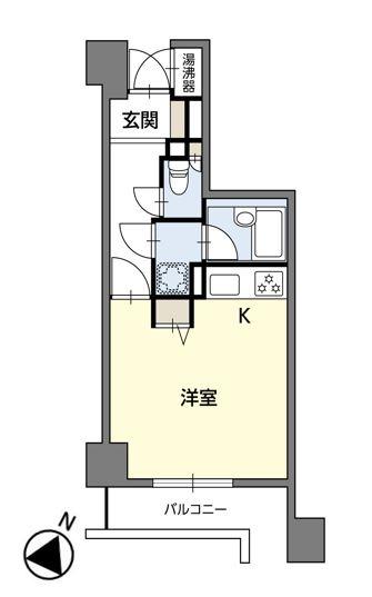 南東バルコニー付きの1Rです