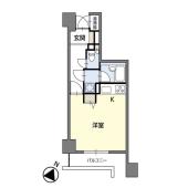 南東バルコニー付きの1Rです