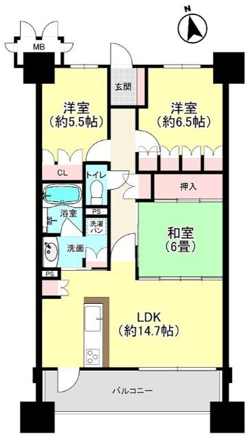 南側バルコニーのある3LDK！