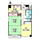 南面バルコニー付きの3DK