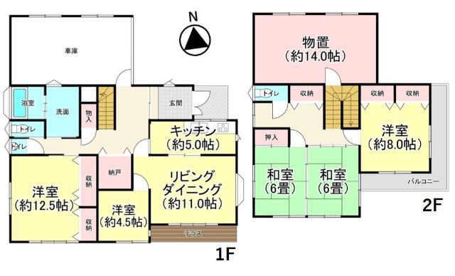 中2階に14帖の広々物置付きの5SLDK