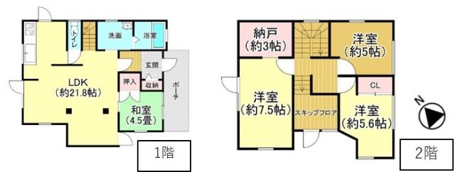 秋田市濁川字後田　中古住宅 間取り図画像