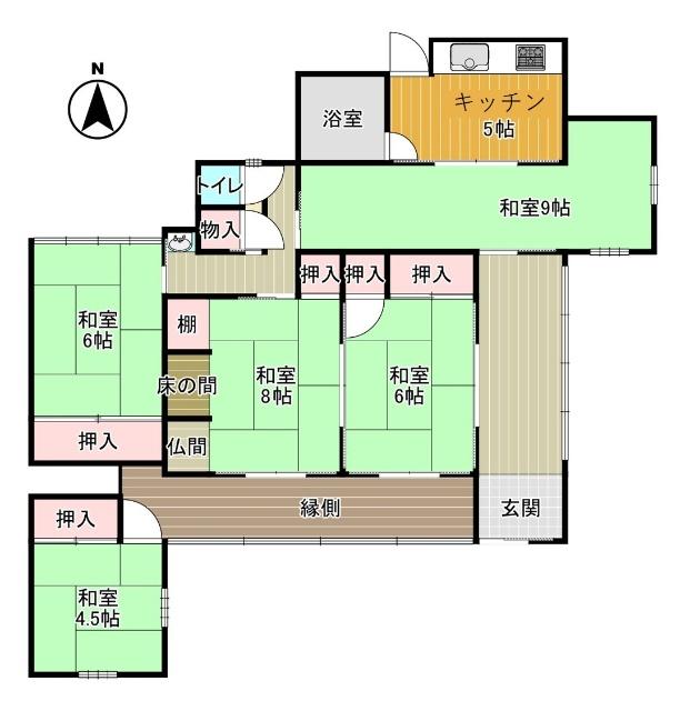 縁側は日当たりのよい南側にあります