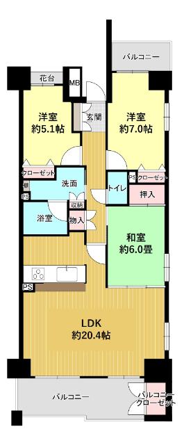 約20.4帖の開放感のある広々リビング！