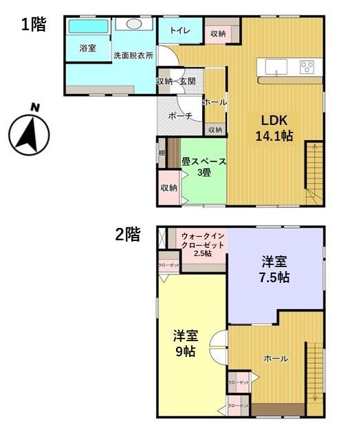 9/5･6予約制OH開催！秋田市寺内蛭根3丁目　中古住宅 間取り図画像