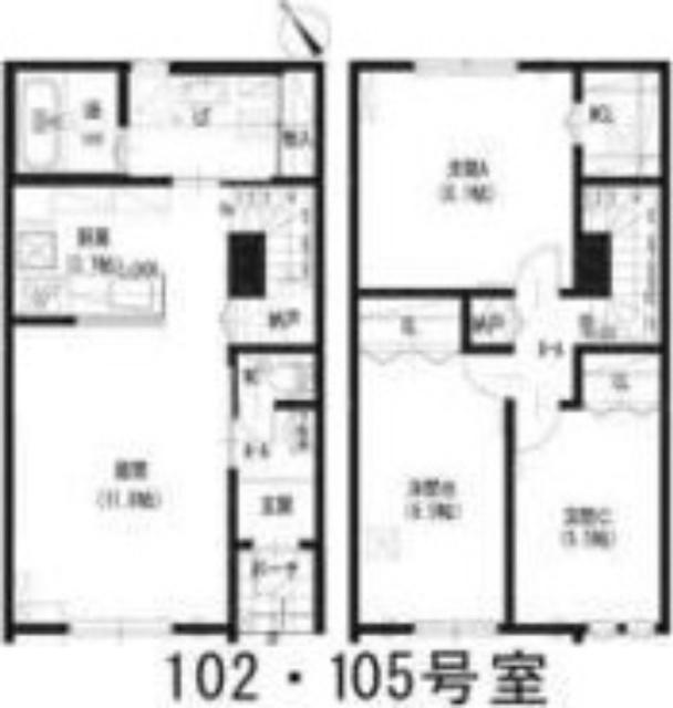 仮)ルミエール太平２?４Ⅱ（102） 間取り図画像
