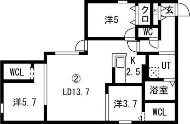 Ｌｅ　Ｃｌａｉｒ　Ａｓａｂｕ（102） 間取り図画像