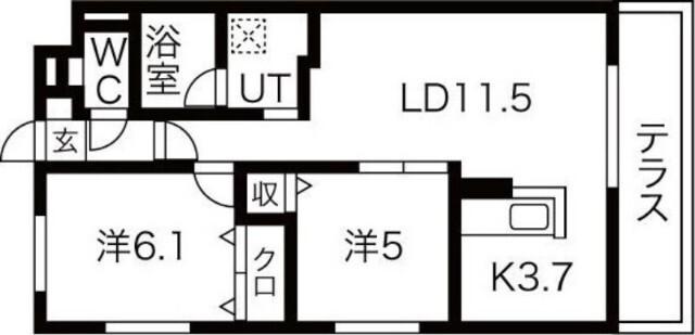 ブランシャールＡＬＡＩＮ北２４条（101） 間取り図画像