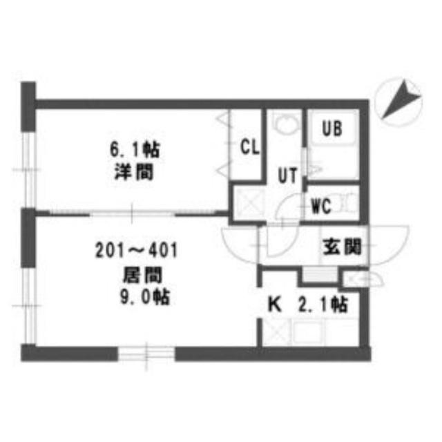 グランメール平和通Ⅴ（401） 間取り図画像