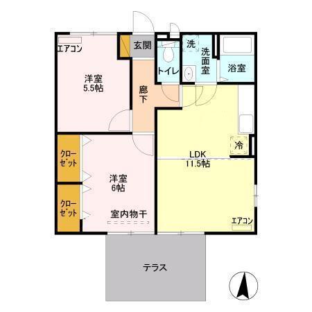 西中居ハイツ　Ｂ（201） 間取り図画像