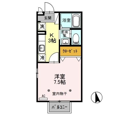 クレール矢中　Ａ/Ｂ（B206） 間取り図画像