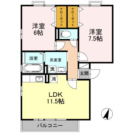 リビングタウン双葉　Ａ/Ｂ（A202） 間取り図画像