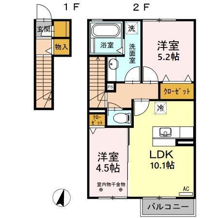 グリーンハイツ八坂東（202） 間取り図画像