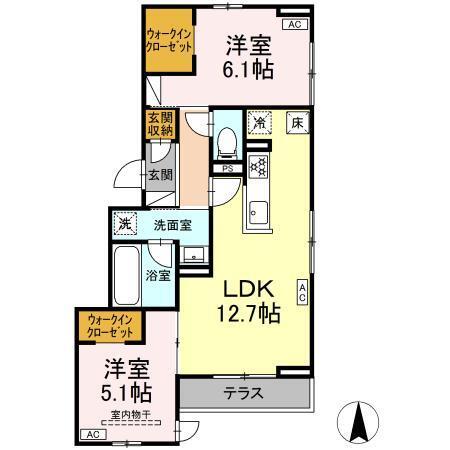 D-Crinum 竹原（101） 間取り図画像