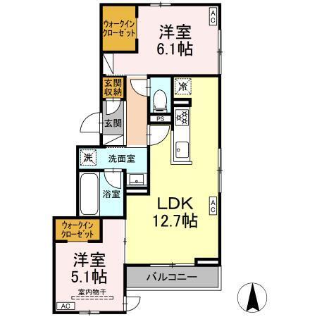 D-Crinum 竹原（201） 間取り図画像