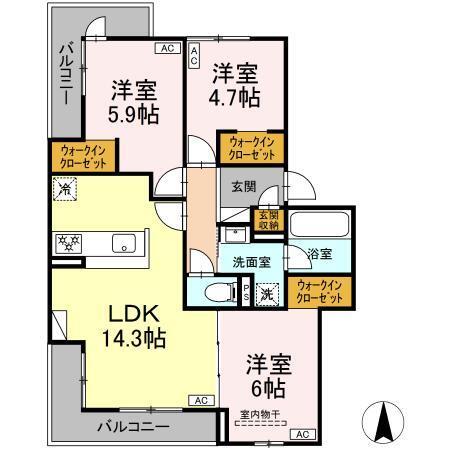D-Crinum 竹原（302） 間取り図画像