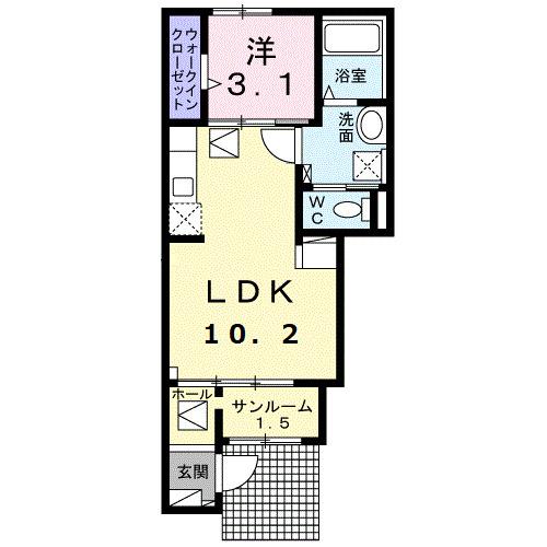 ＥＡＳＴ　ＨＩＬＬ　Ｆ（102） 間取り図画像