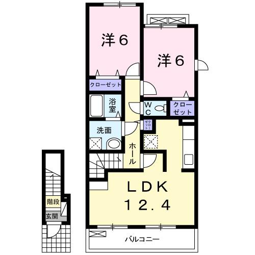 コーポロマンＤ（205） 間取り図画像