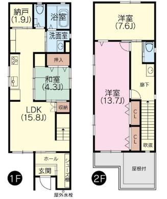 富士市岩淵中古戸建 間取り図画像