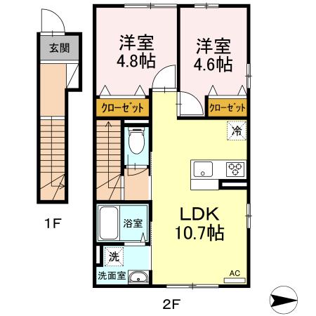 Ｄ−ｒｏｏｍ曙（201） 間取り図画像