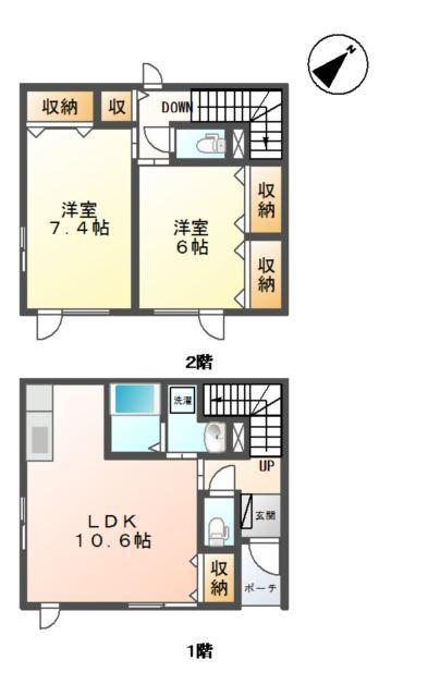 札幌市北区西茨戸四条アパート 間取り図画像