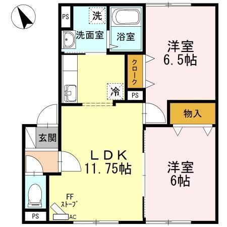 テルクレールゆめみ野　Ｂ（101） 間取り図画像