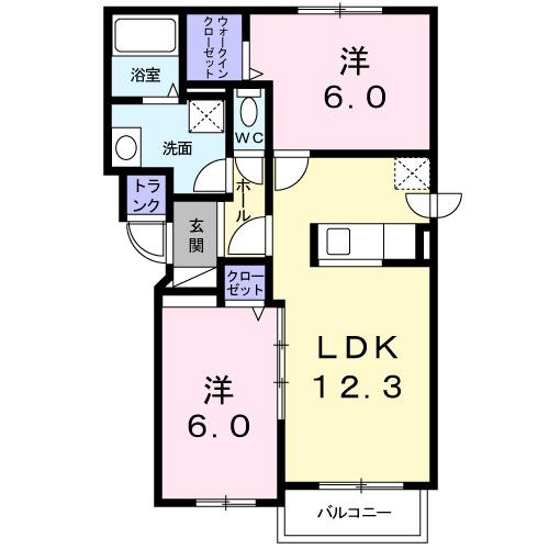 ソレイユ西町Ａ（102） 間取り図画像