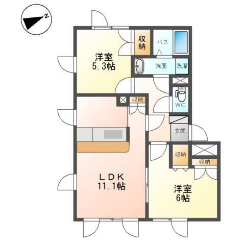 レフュージ川沿 間取り図画像