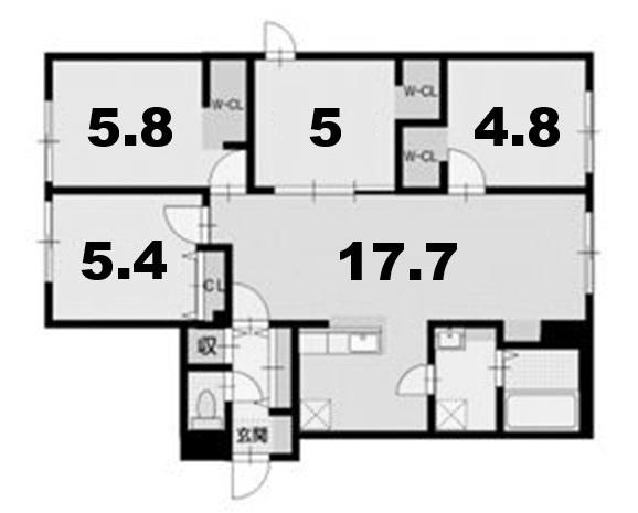 オルセーフラット厚別中央（105） 間取り図画像